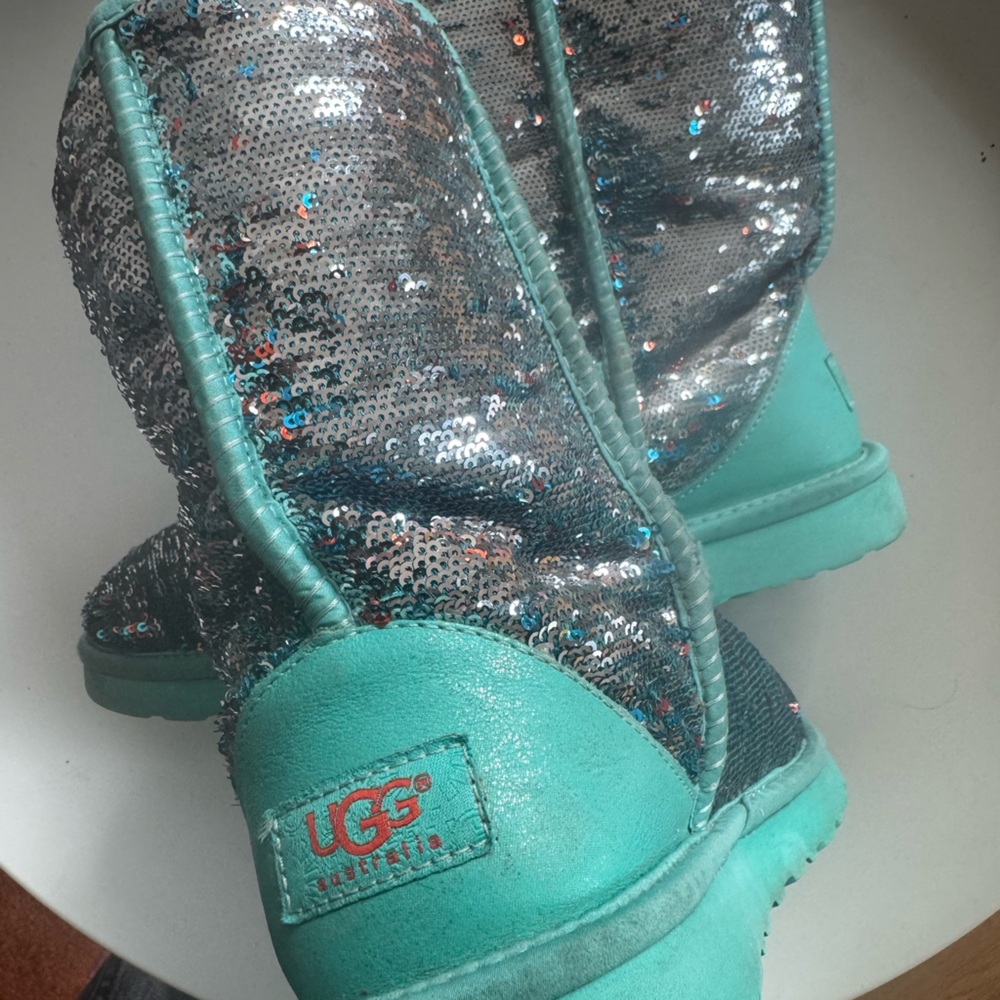 UGG Teal and Silver Sequin Boots